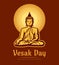 Vesak Day. Buddha sit under full moon