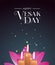 Vesak Day card of candles and pink lotus flower