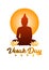 Vesak day greeting poster with Buddhist silhouette and lotus flower