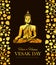 Vesak Day holiday. Gold Buddha in meditation