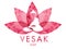 Vesak day. Sitting Buddha silhouette over watercolor red lotus isolated on white background. Spa logo with buddha.