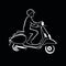 Vespa Scooter Vector Illustration On Black Background