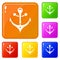 Vessel anchor icons set vector color