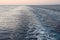 Vessel`s keel water during calm weather and sunset