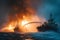 Vessels extinguish blaze on oil tanker during night