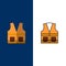 Vest, Jacket, Labour, Construction, Repair  Icons. Flat and Line Filled Icon Set Vector Blue Background