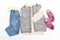 Vest,warm jumper,sweater,jeans pants,pink sneakers.Set of baby children\'s clothes,clothing for spring,autumn,winter on white