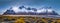 Vestrahorn mountain range and Stokksnes beach panorama