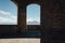 Vesuvius view through the castle Castel dell`Ovo arches