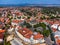 Veszprem, Hungary - Aerial panoramic view of the castle district of Veszprem with city hall building and Fire-watch tower