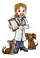 Vet Cartoon Character Holding Clipboard