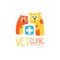 Vet clinic logo template original design, colorful badge with cats