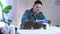 Vet doctor examines a cat in a veterinary office, an injection and animal tests.