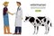 Vet doctor and farmer shaking hands Vector. Medicine poster project layout templates