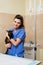 Vet nurse provides medical care to the sick cat