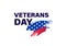 Veteran day holiday banner template. Vector flat illustration. Black text with grunge blue with star and red color on brush