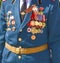 A veteran soldier decorated with medals the celebration of the Victory Day