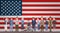 Veterans Day Celebration National American Holiday Banner With Group Of Retired Military People Over Usa Flag Background