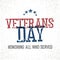 Veterans day. Honoring all who served. Typographic design in vintage stamp style