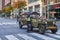 Veterans Day Parade. US Army Sargent driving Military Jeep in NYC