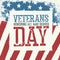 Veterans day typography on american flag background. Patriotic poster design