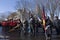 Veterans from different regiments and Royal Canadian Mounted Policemen at the Remembrance Day Ceremony