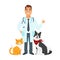 Veterinarian doctor with cat, dog