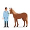 Veterinarian and horse isolated.