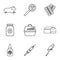 Veterinarian icons set, outline style