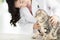 veterinarian medical doctor with cat