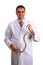 Veterinarian with a snake in his hands