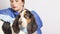 Veterinarian woman with bassethound dog