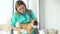 Veterinarian woman doctor examining dog by stethoscope in modern vet clinic. Veterinarian medicine concept. Pet care