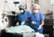 Veterinarians doing operation for dog in a veterinary clinic