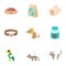 Veterinary animals icons set, cartoon style