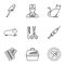 Veterinary animals icons set, outline style