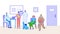 Veterinary clinic patients, people with pets waiting for doctor appointment, vector illustration