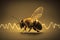 Veterinary concept, pulse, bee\\\'s heartbeat, black background. Generative AI .