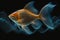 veterinary concept, pulse, goldfish heartbeat, black background. generative ai.