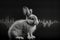 veterinary concept, pulse, rabbit\\\'s heartbeat, black background. generative ai .