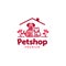 Veterinary house cat dog logo pet shop icon vector design valentine theme love