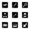 Veterinary icons set, grunge style