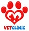 Veterinary Love Paw With Dog Cat Silhouette And Cross Print Logo Flat Design