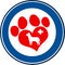Veterinary Love Paw Print Blue Circle Banner Design With Dog And Cross