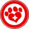 Veterinary Love Paw Print Red Circle Banner Design With Cross