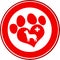 Veterinary Love Paw Print Red Circle Banner Design With Dog And Cross