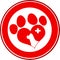 Veterinary Love Paw Print Red Circle Banner Design With Dog Head And Cross