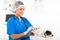 Veterinary nurse writing