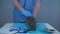 Veterinary service in clinic. Veterinarian examining small cat with stethoscope in clinic table. Vet doctor examining