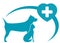 Veterinary symbol with dog, cat on white backgroun